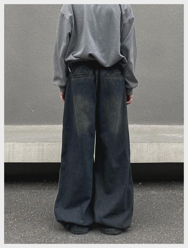 Осенне-зимние полосатые плиссированные свободные повседневные брюки: Ретро Джинсы в Американском Уличном Стиле