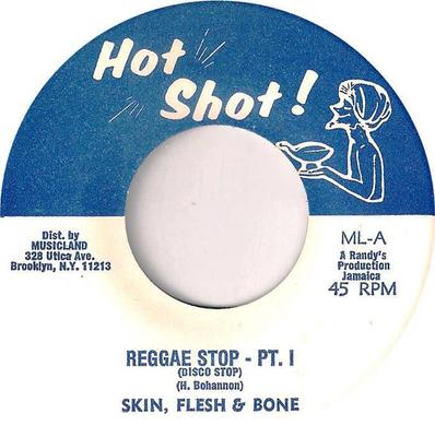 7-дюймовая пластинка SKIN FLESH & BONES - Reggae Stop / Pt. 2 ML Hot Shot 1974 US Регги, Ска и Даб
