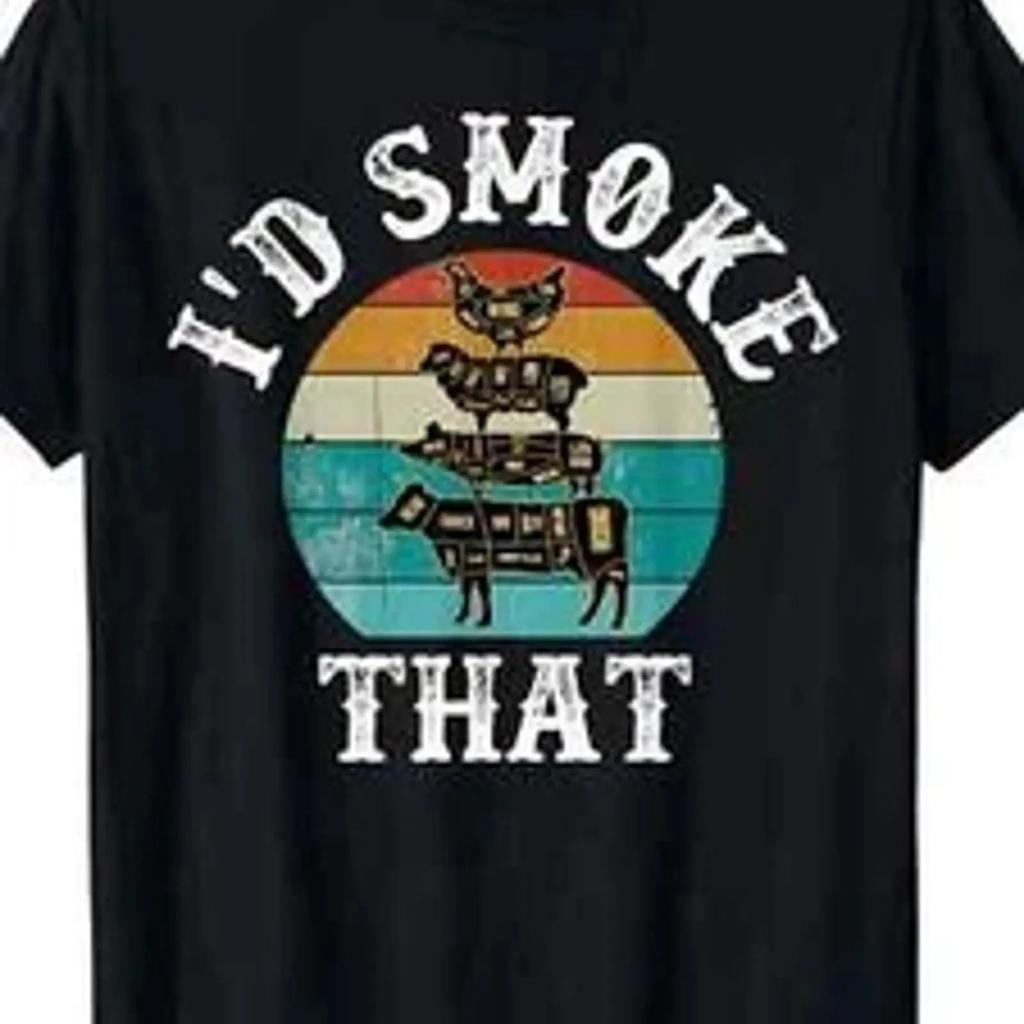 Funny Retro Bbq Party Smoker Chef Dad Id Smoke That T Shirt Vintage Designer Clothes Unisex Streetwear Graphic Soft