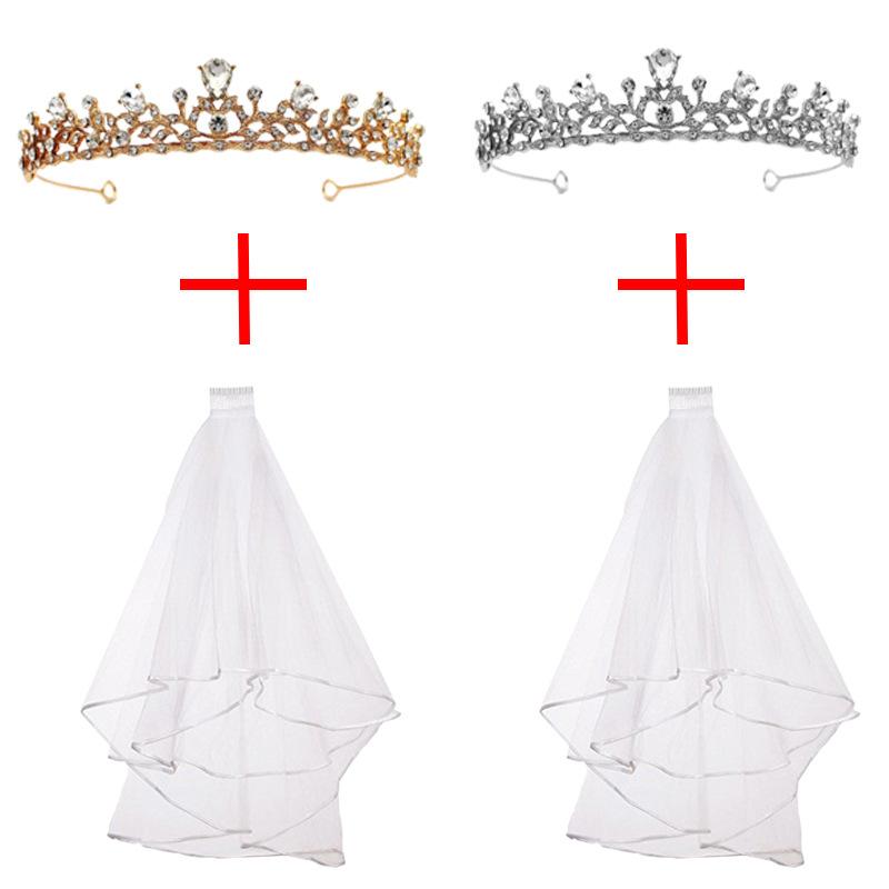 Товары для свадебной вечеринки Головной убор невесты Корона Фата Комплект из двух предметов Реквизит для девичника Украшения