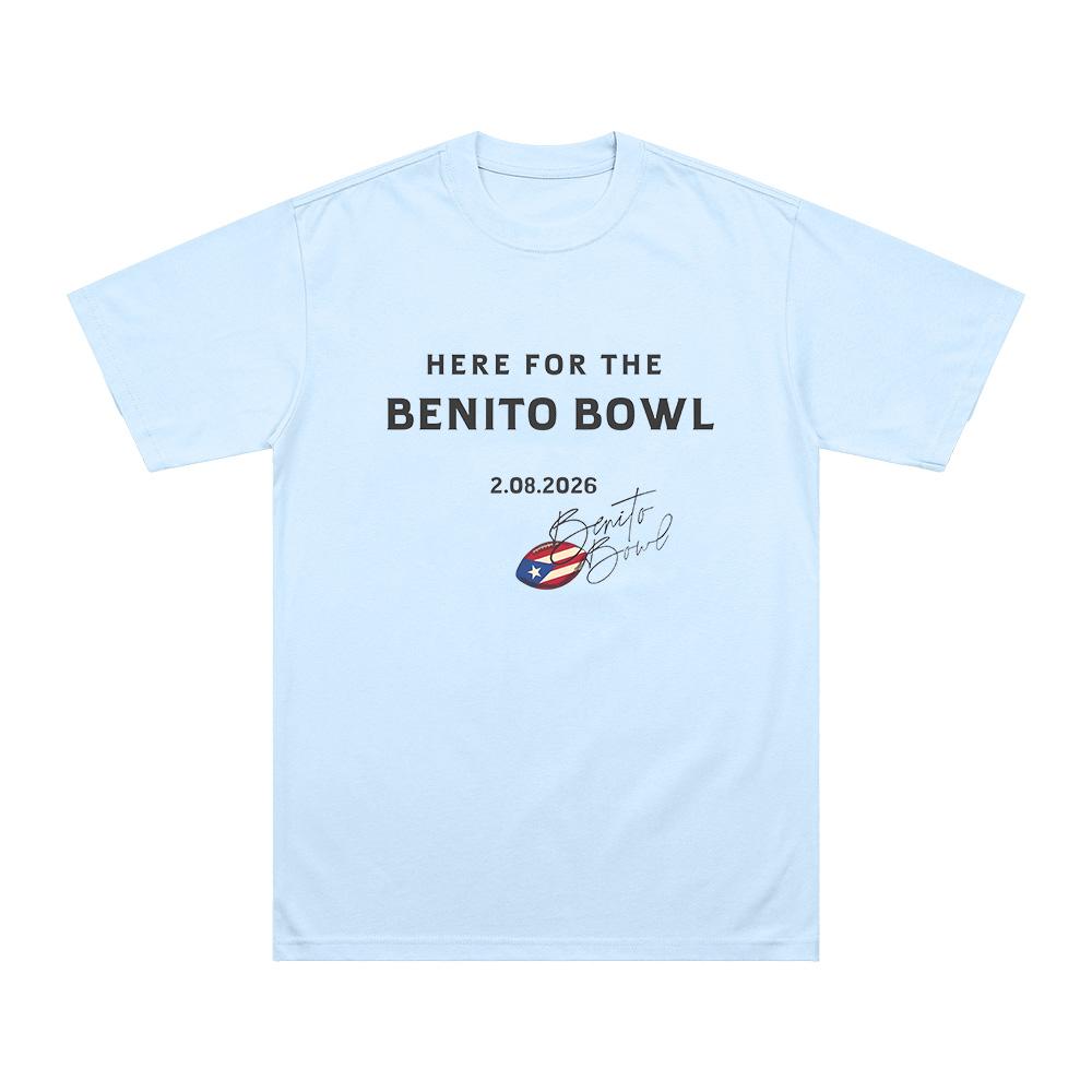 Здесь для футболки с коротким рукавом The Benito Bowl Bad Bunny Хип-Хоп Музыка Футболка Унисекс Хлопок Высокого Качества Одежда с коротким рукавом