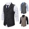 Herringbone Tweed Waistcoat Single-breasted Lapel  Vest Men's Suit Jacket  Clothing Plus Size