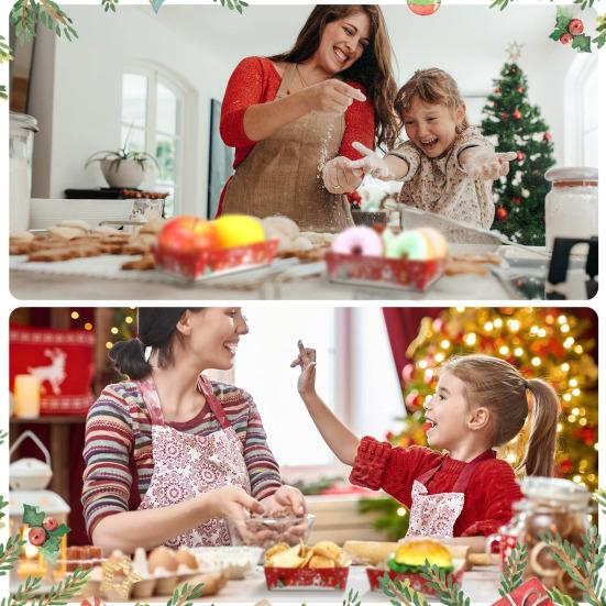 Рождественские подносы для закусок Одноразовые бумажные лодочки для еды для праздничных блюд Дизайны Санты Санты Елки Поднос для сервировки Защищенные от протекания держатели для еды для праздника