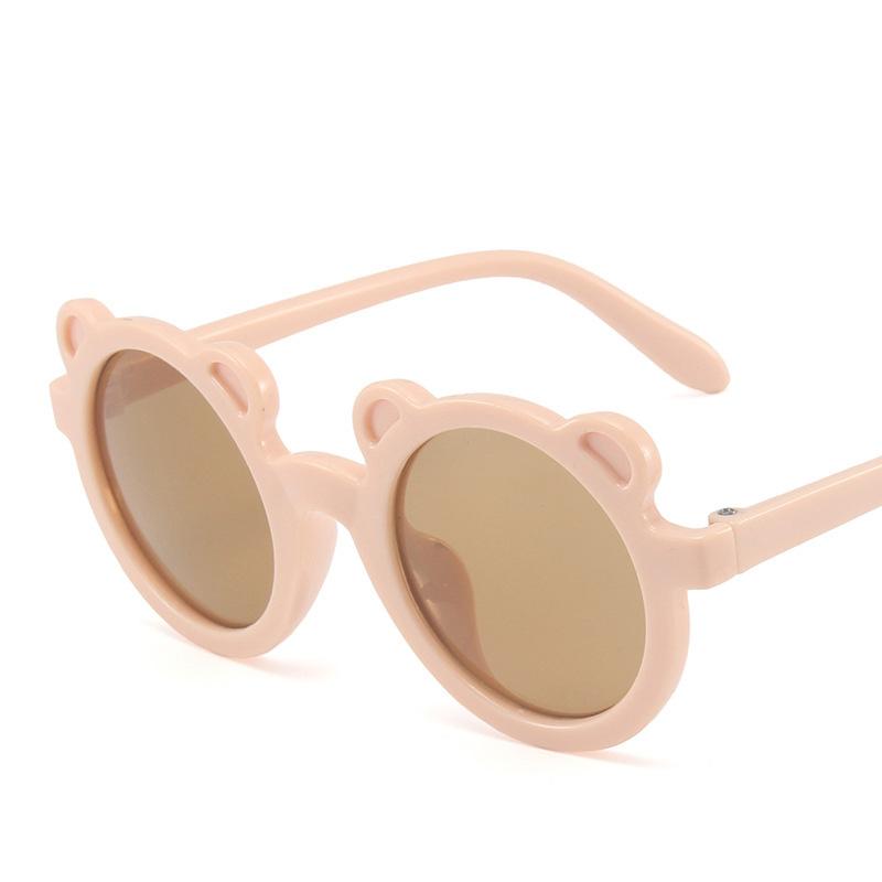 Винтажные детские очки для девочек, защитные очки для мальчиков, солнцезащитные очки в форме медведя с рисунком UV400, милые классические детские круглые очки