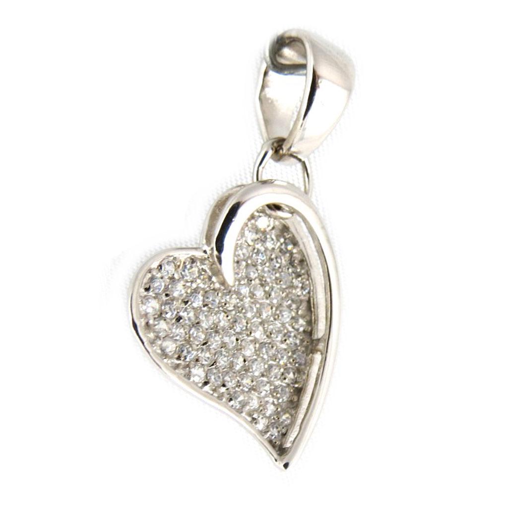 Les Trésors De Lily [B9827] - Серебряный кулон «Love Diamonds» серебристо-белый (родиевое покрытие) - 19x21 мм