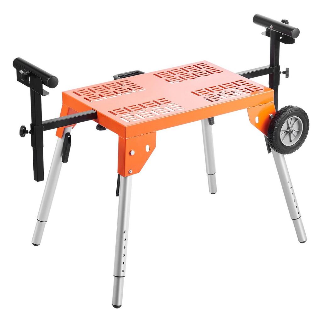 Miter Saw Stand with Tabletop and Wheels 330lbs Load Capacity Adjustable
