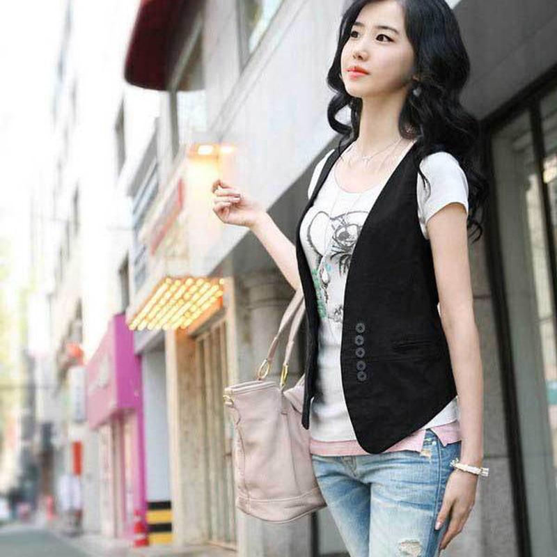 Женский жилет, офисная мода, тонкие пальто, корейский новый повседневный блейзер, черная куртка без рукавов, женский