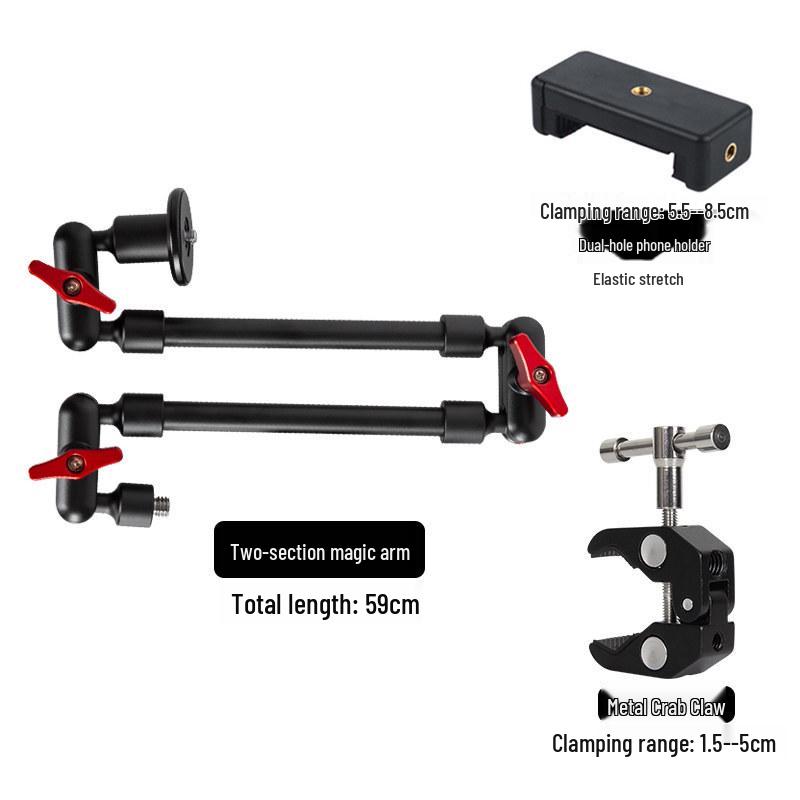 Multi-Functional Metal Crab Claw Camera Tripod with Magic Arm for Mobile Live Streaming and Photography