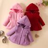 Baby Girl Ruffled Long Sleeve Fleece Hooded Single Breasted CoatKids Clothes Autumn And Winter