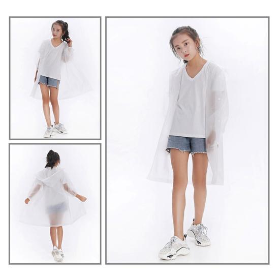 Детский плащ для мальчиков и девочек, прозрачный длинный дождевик с капюшоном из ЭВА, уличная дождевик