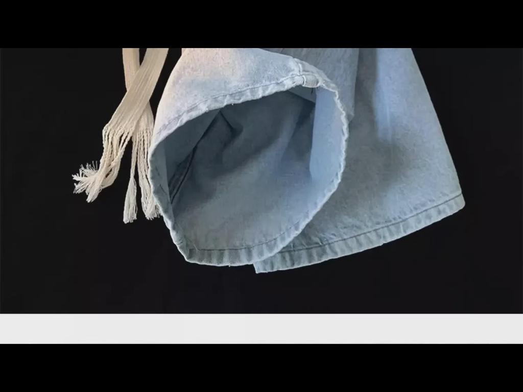 2024 Summer Loose Straight Denim Shorts: Retro Drawstring Casual Solid-Color Shorts