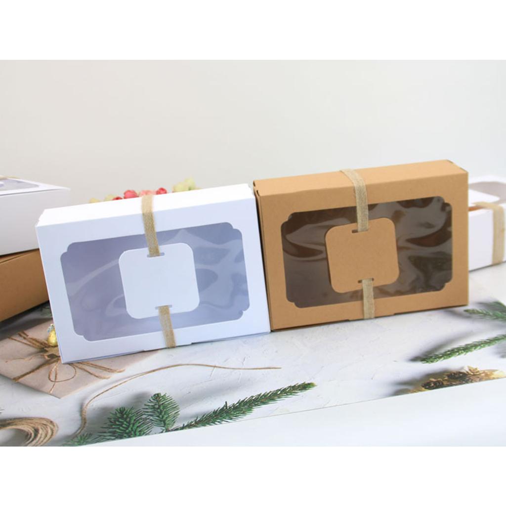 12PCS Large Paper Box with Clear Window Paper Bakery Box for Cake Candy Biscuits Cookies DIY Gifts Durable and Portable