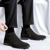 Korean Style Mens Casual Chelsea Boots Black Brown Cow Suede Leather Shoes Cowboy Ankle Boot Spring Autumn Short Botas Zapatos