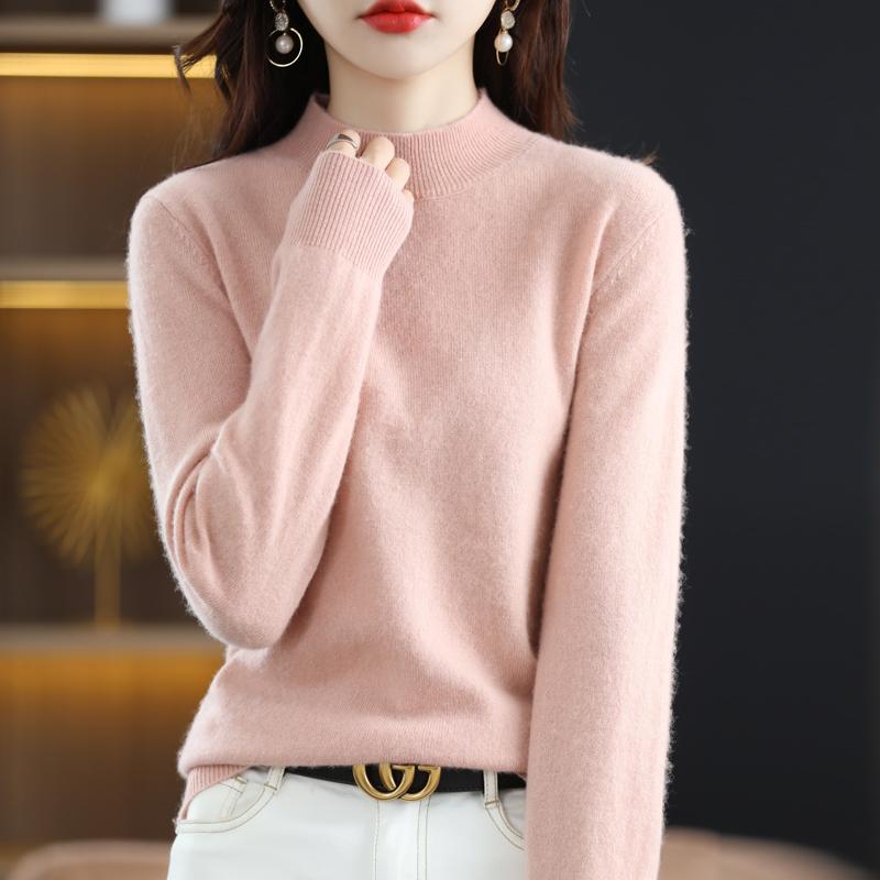Женский свитер с полуводолазкой, кашемир Цинхэ, 30% кашемир, 70% шерсть, зимний вязаный пуловер, осенний свитер, кашемировый свитер
