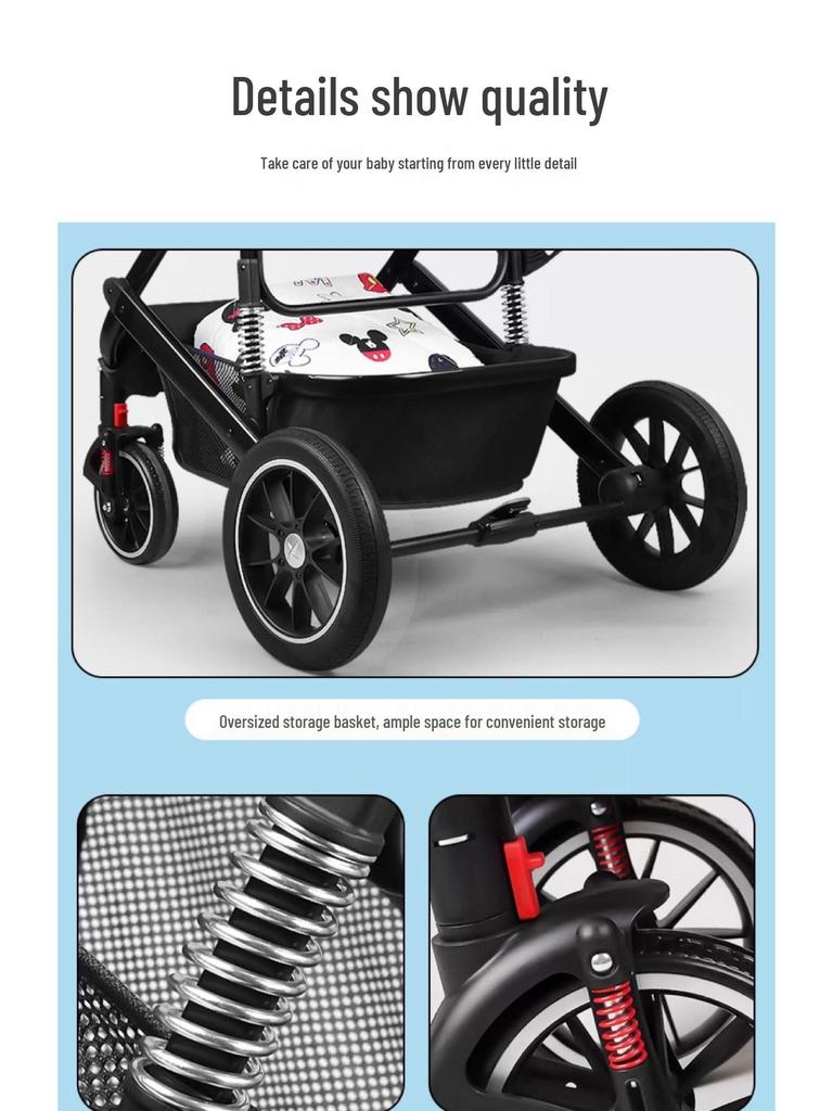 Легкая детская коляска двойного назначения: Высокая проходимость, Трансформируемая, Складная, и Двусторонняя.