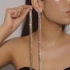 Women's Extra Long Tassel Stud Earrings - European & American Fashion, Evening Dress Accessory, Trendy & Versatile