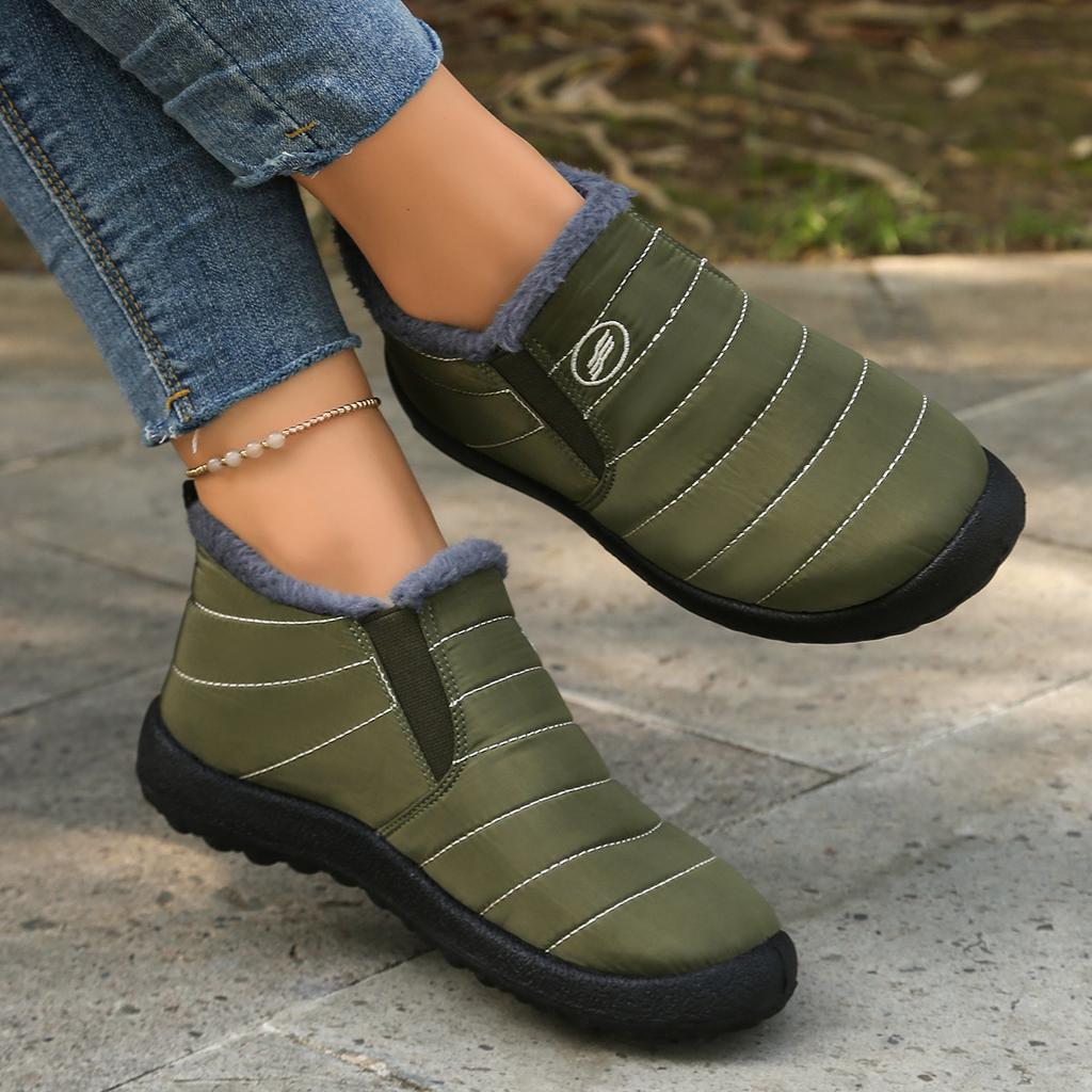 Очень теплые зимние ботинки большого размера 48 - Нескользящая толстая подошва, Зимние ботинки с круглым носком, Минималистичный дизайн однотонного цвета для походных ботинок для улицы