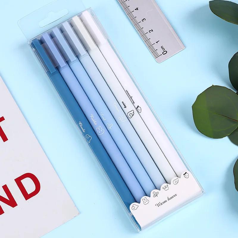6pcs/set Creative Cute Morandi Simple Gel Pen Kawaii Quick Drying Cap Neutral Supplies Gel Pen Set