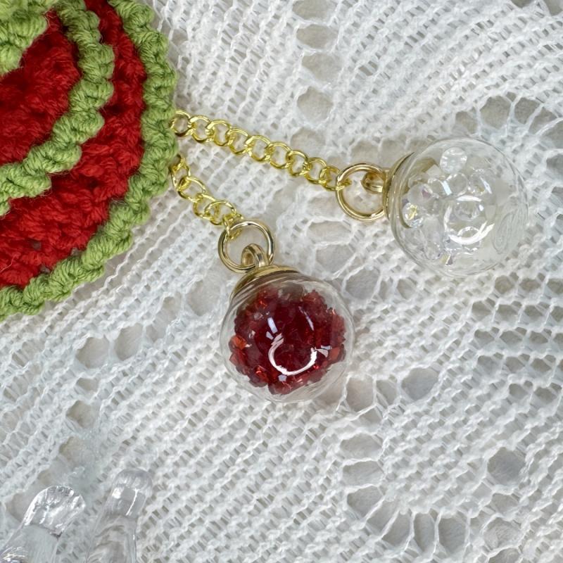 1штКрасный Рождественская елка Подвеска на зеркало заднего вида автомобиля Ручной работы Украшение салона автомобиля Праздничная вечеринка Хрустальный шар Подвеска-мешочек Подарок