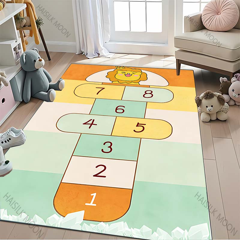 3D HD Hopscotch Carpet, Living Room Bedroom Mat, Comfortable Durable Rug, Modern Simple Style, Non-slip Rug for Children To Play
