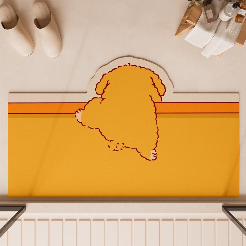 Cartoon Cute Fun Over The Wall Diatom Fine Mud Cushion Bathroom Rug Home Bathroom Mat Non-slip Mat Moisture-wicking Quick Dry Foot Mat