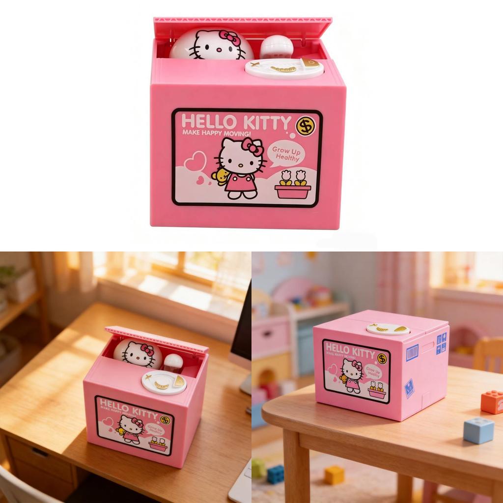 Hello Kitty Cartoon Resin Piggy Bank With Handcrafted Painting For Kids Gifts