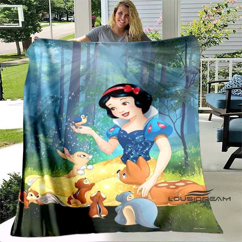 Cartoon Snow White and Seven Dwarfs Blanket, Super Soft Flannel Blanket, Perfect for Travel, Bedding, Sofa Blanket, Birthday Gif