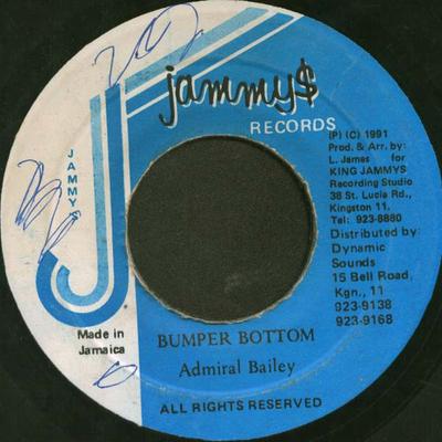 7-дюймовая пластинка ADMIRAL BAILEY - Bumper Bottom НЕТ Jammy's Records 1991 Ямайка Регги, Ска и Даб Б/У