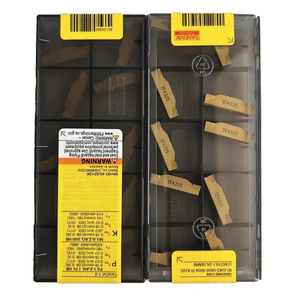 Original Sandvik / N123K2-0600-0004-TF 4325 / CNC Lathe Carbide Blade 10 PCS