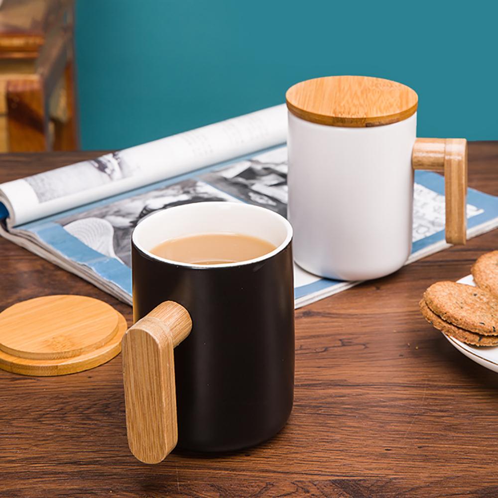 Wooden Handle Ceramic Mug Original Mugs Coffee Cups Beautiful Tea Mugs for Fishing Mug With Lid Thermal Christmas Beer Anime Set
