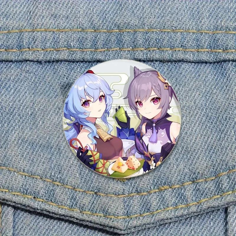 32/44/58mm Genshin Impact Badges Cute Game Anime Lapel Pins 32/44/58mm Round Broochs for Backpack Clothes Accessories Fan Jewelry Gifts