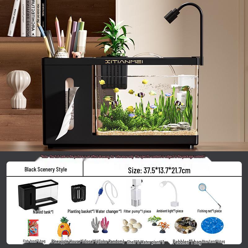 Многофункциональный Экологический Аквариум: Креативный настольный аквариум-салфетница для ландшафтного дизайна гостиной