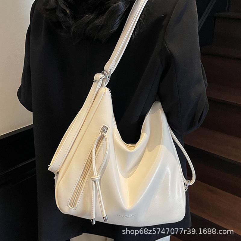 New women's bag PU fashionable large capacity multi-zipper design one-shoulder crossbody bag simple and versatile casual backpack