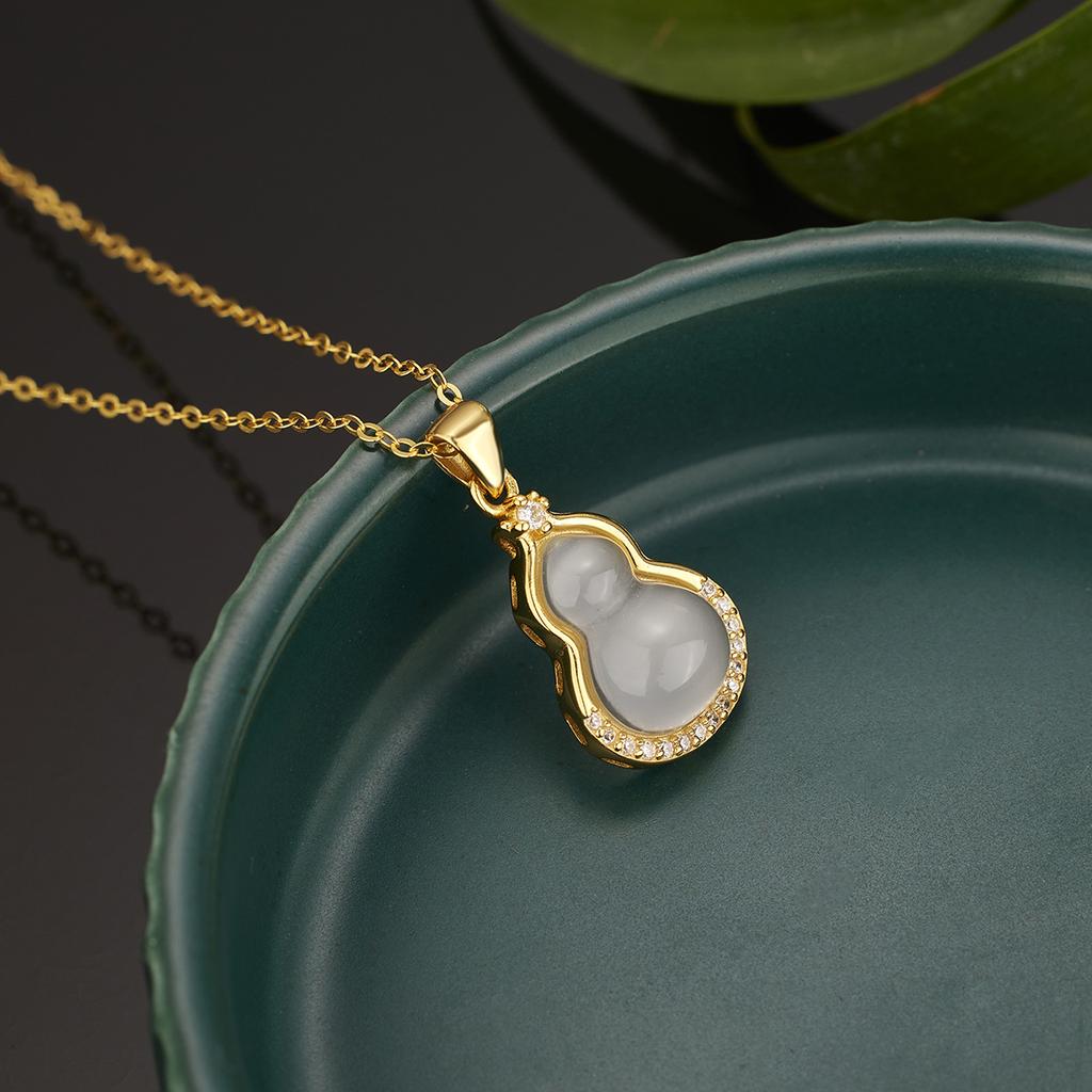 Ожерелье из натурального халцедона в форме тыквы из стерлингового серебра 925 пробы для женщин, легкое, роскошное, с цепочкой на ключицу, универсальное, в античном стиле