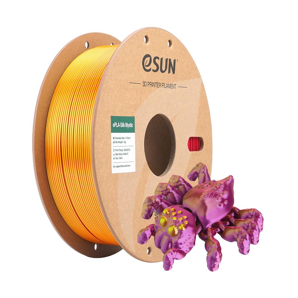Filament для 3D-принтера ESUN PLA-Silk Mystic, 3 цвета, переплетенный градиент, 1,75 мм, пластиковый стержень, 1 кг, для FDM-печати, шелковистая блестящая текстура