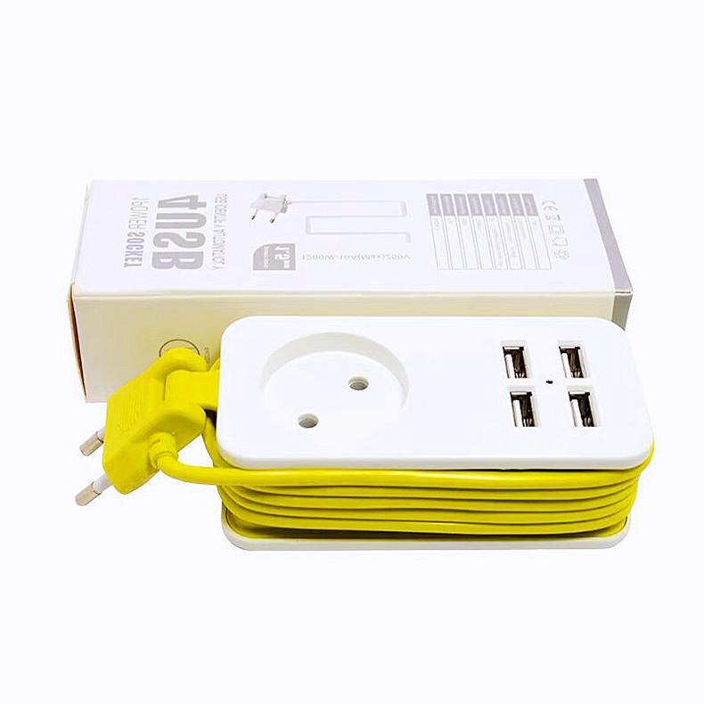 Портативный блок розеток немецкого стандарта с 4 USB-портами