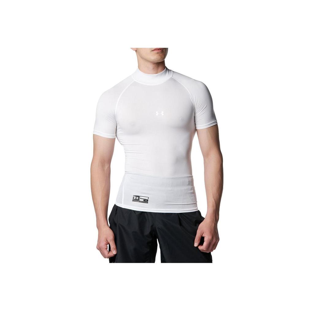 Under Armour Solid Logo High Neck Slim Fit Compression Short Sleeve T-Shirt Men Tops White 1358642-100