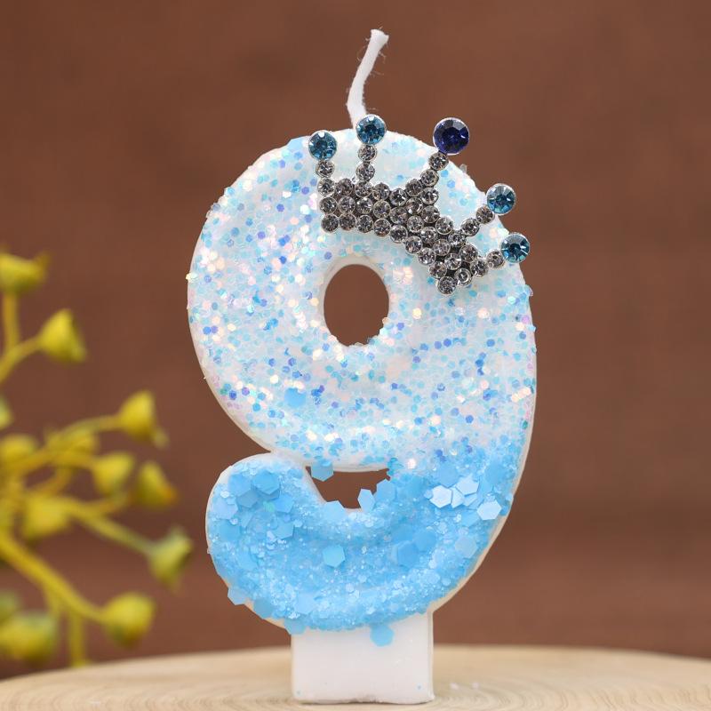 New Charming Blue Crown Creative Digital Candle Celebration Candle Cake Decoration Birthday Candle