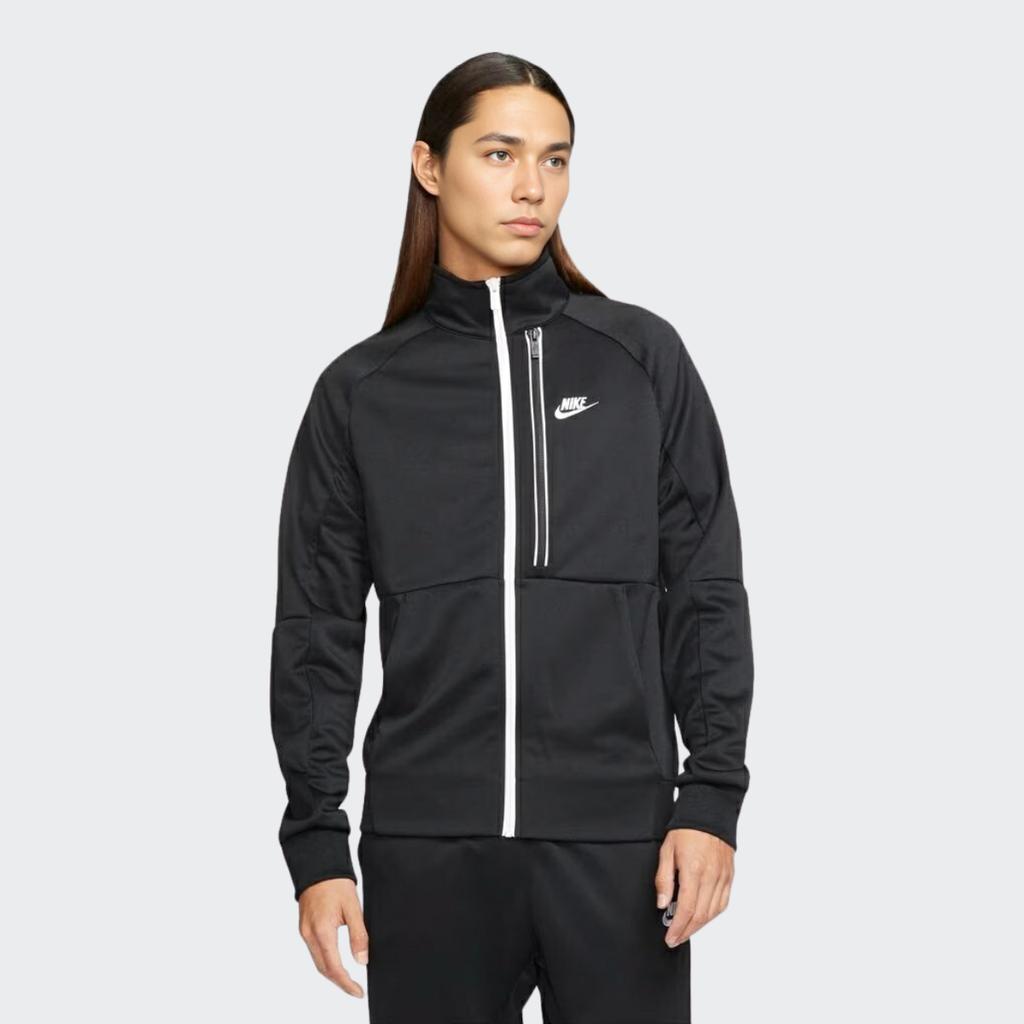 Nike Сплошная цветная повседневная куртка с вышитым логотипом и воротником-стойкой, мужская верхняя одежда, черная DA0004-010