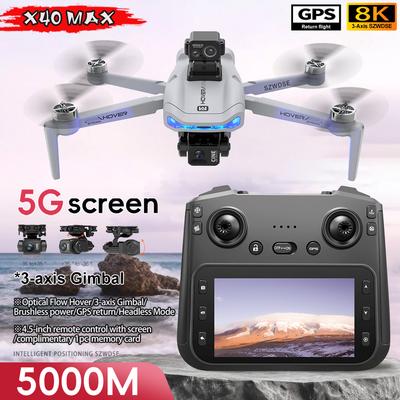 Новый дрон X40 Max 4K Профессиональная HD-камера 3-осевой стабилизатор Аэросъемка Большой 4,5-дюймовый экран Обнаружение препятствий GPS Безопасность FPV Дрон