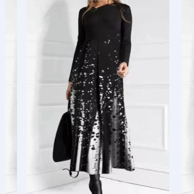 Autumn And Winter Women's Dresses Casual Long Sleeves Long Bohemian Printed Dress Women Clothes