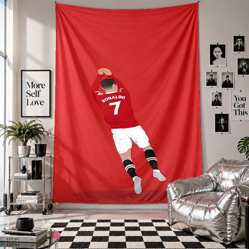 Wall TapestryCristiano Ronaldo Art Hanging Cloth Decorative Background Cover for Room Decoration