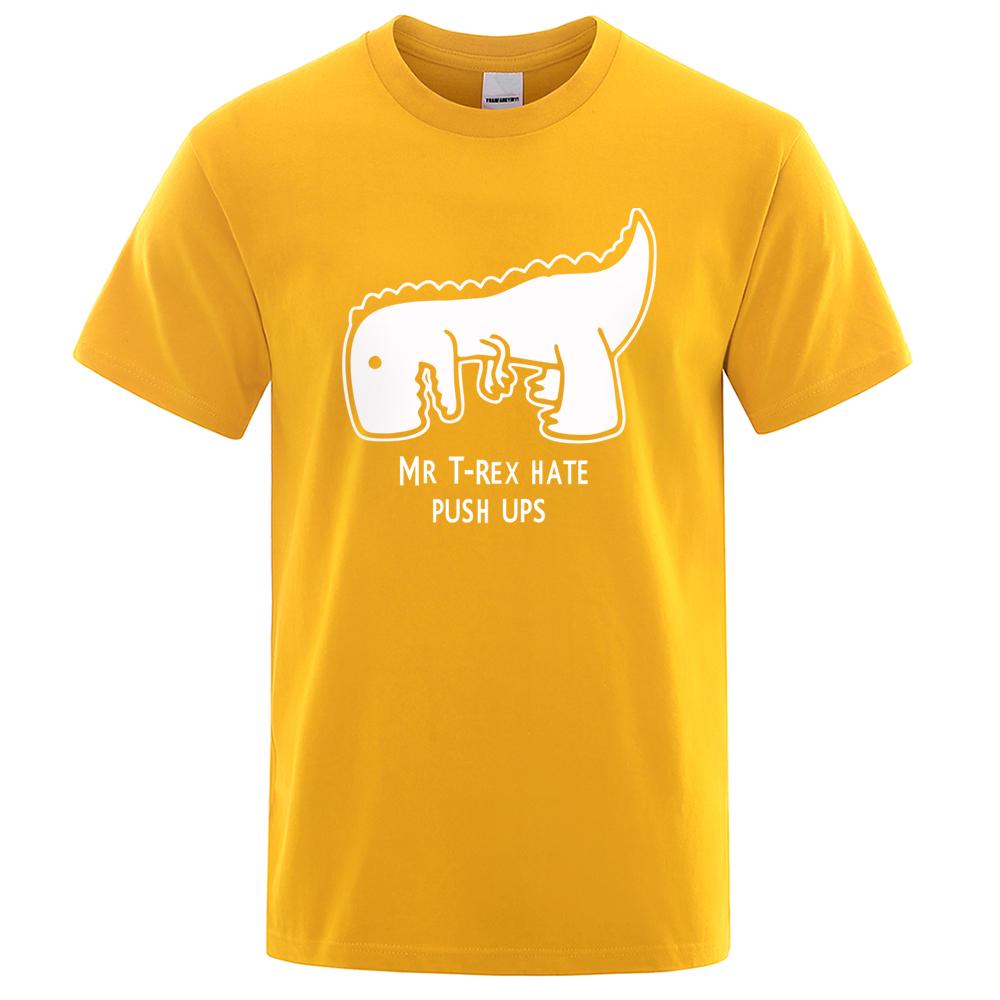 Футболка из хлопка Cool Men Women с принтом Tea Rex Funny Cartoon с коротким рукавом Футболка Mr Trex Hate Push Ups