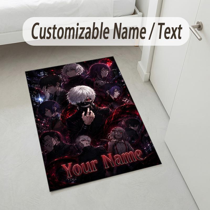 Personalized Crystal Velvet Carpet,Tokyo Ghoul Custom Printed Name, Plush Area Rug For Home Indoor Decor