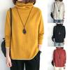 Women Top Stylish Pile Collar Solid Color Long Sleeve T-shirts Soft Comfortable Pullover for