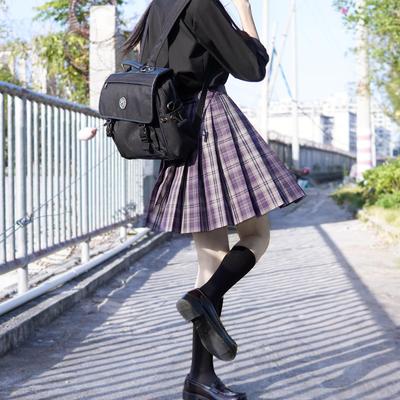 Юбка Yan Muxi Hanahaki Knot Original JK Purple Plaid: Милый и крутой стиль мотоцикла