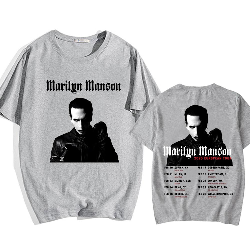 Футболка Marilyn Manson One Assassination Under God Charter 1 с принтом европейского тура 2025 года, хлопковые футболки с коротким рукавом