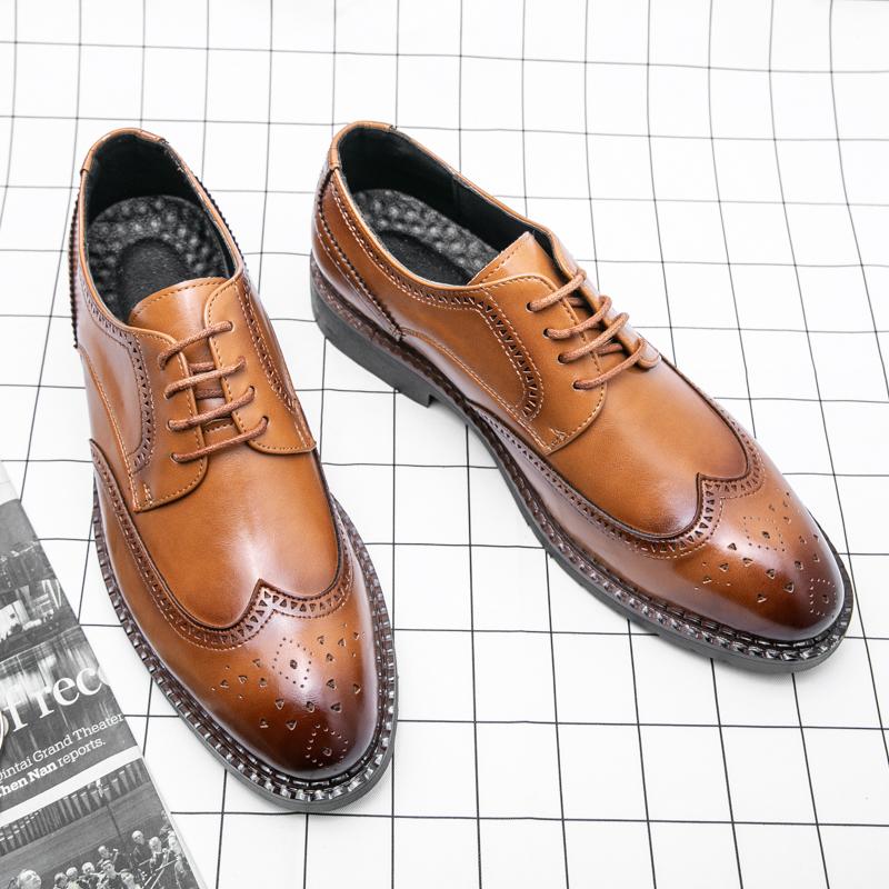 Fashion Business Formal Leather Shoes Men Lace Up Spring Men Shoes Low-top Solid Wedding Shoes Color Fashion Oxford Pointed Office Shoes