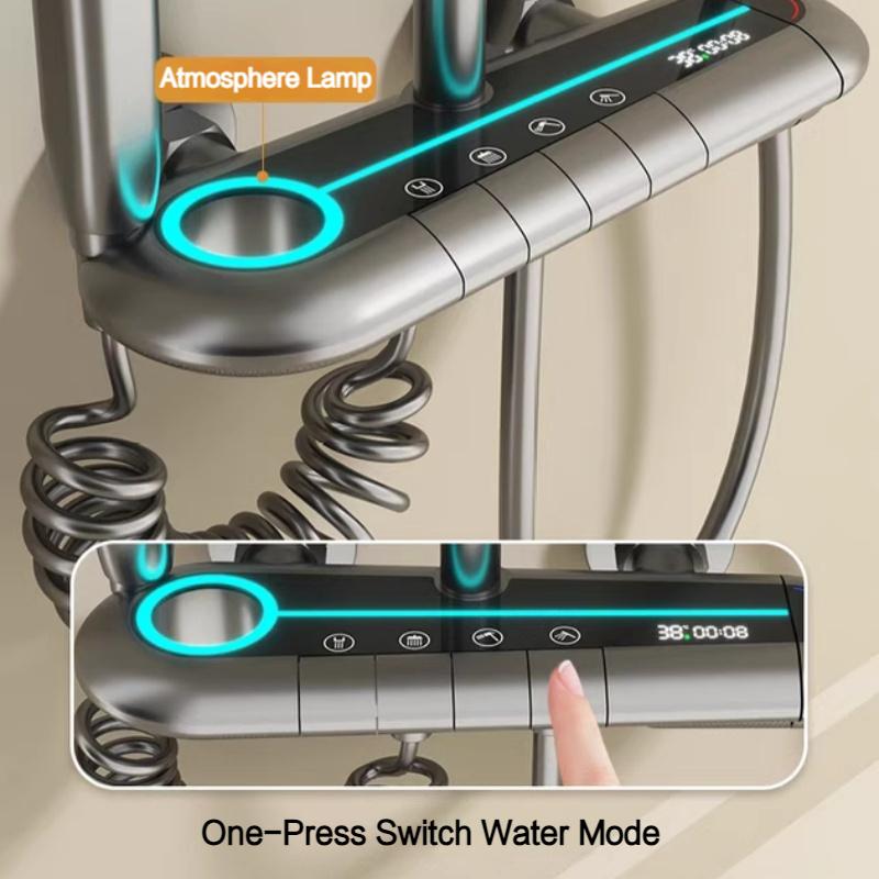 Набор для душа для ванной комнаты, 4 функции, цифровой дисплей, смеситель для душа, горячая и холодная вода, медные краны высокого давления, настенное крепление для ванны