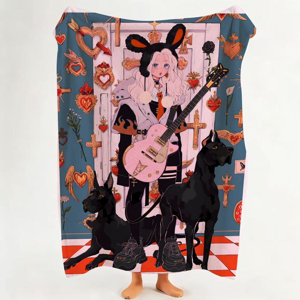 Illustrator L Liya Mochipanko Throw Flannel Throw Blanket Suitable for Sofa Living Room Bedroom
